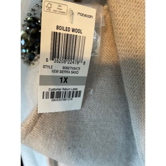 JM Collection Size 1X Women's 100% Wool Sweater Beige Size NWT - Picture 3 of 7
